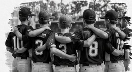 Players standing arm in arm