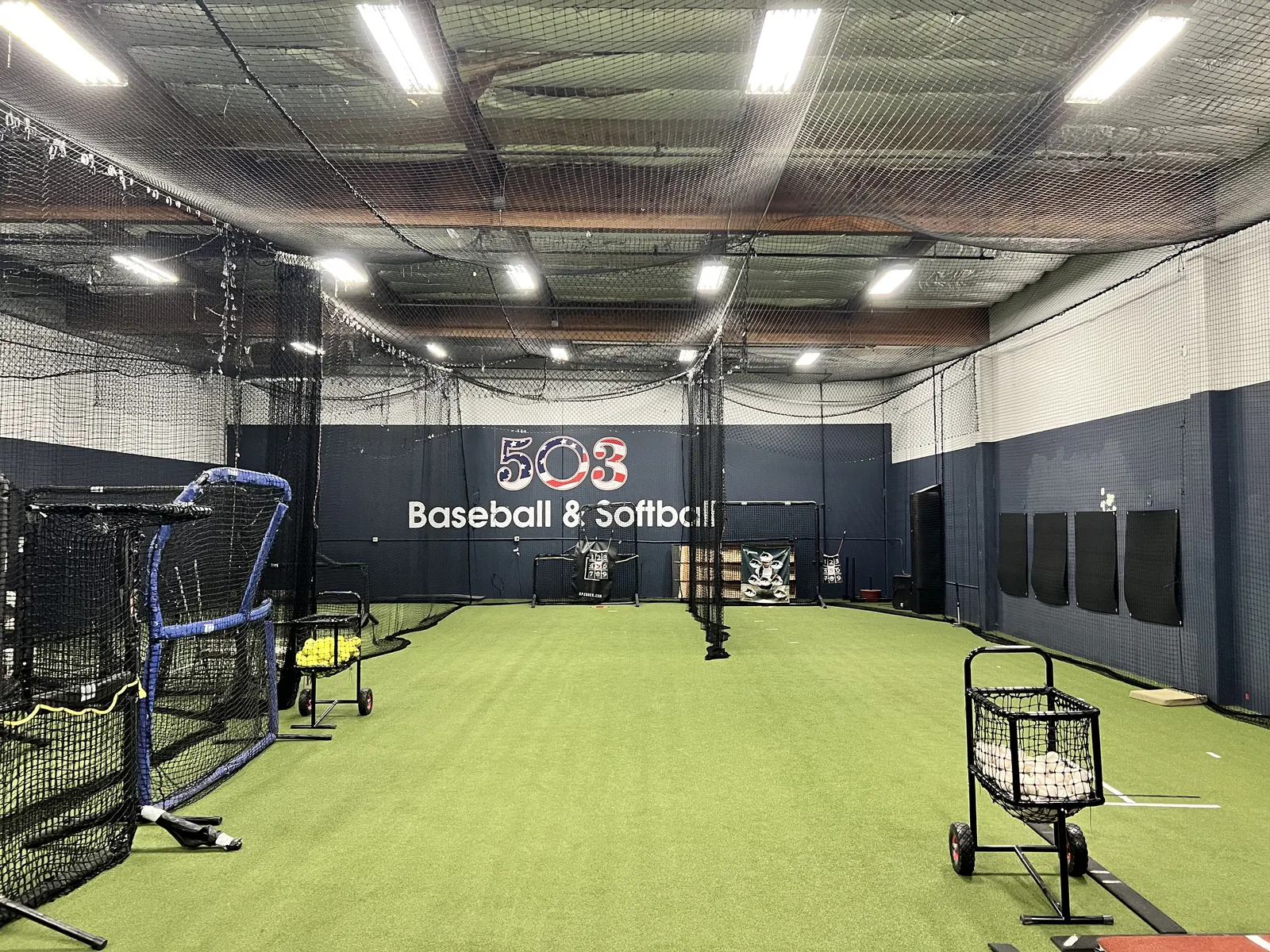 503 Baseball and Softball indoor training floor with batting cages